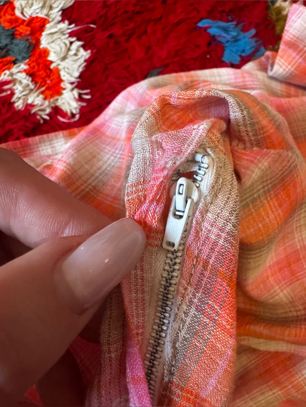50s-60s Vintage Pink Plaid Shirtwaist Dress Sz Xs - Picture 6 of 6
